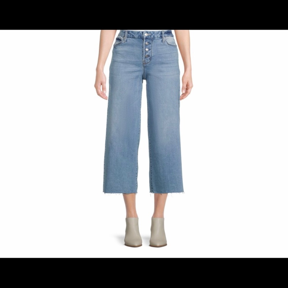 Button Fly Wide Leg Jeans